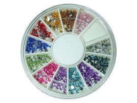 Strass (Rhinestones) in wheel box, round 500st.