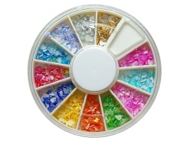 Iridescent nailart in wheel box, hearts