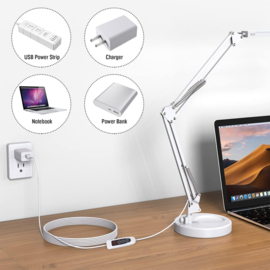 4 - LED Werklamplamp met voet & tafelklem