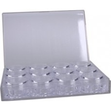 Box met 12 lege doosjes (plexiglas)