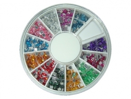 Rhinestones in wheel box, square