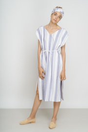 Jungle Folk - Amira Kaftan - striped blue white - handwoven cotton