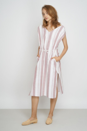 Jungle Folk - Amira Kaftan - striped red white - handwoven cotton