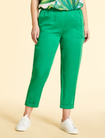 MARINA RINALDI - LINEN AND TENCEL TROUSERS -  GREEN