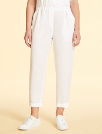 MARINA RINALDI - LINEN AND TENCEL TROUSERS - WHITE