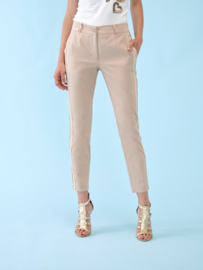 CRISTINA BARROS - Broek beige met goud en beige stoffen zij band