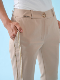 CRISTINA BARROS - Broek beige met goud en beige stoffen zij band