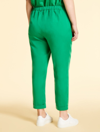 MARINA RINALDI - LINEN AND TENCEL TROUSERS -  GREEN