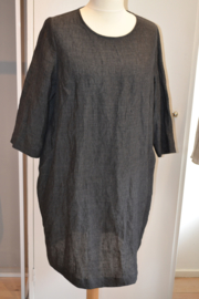 Qneel - comfort linnen jurk - donker grijs
