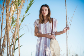 Jungle Folk - Amira Kaftan - striped blue white - handwoven cotton