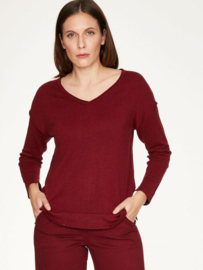 THOUGHT - Loren v-neck wool/cotton blend sweater - Ruby red