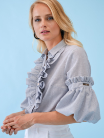 CRISTINA BARROS - Ruffle blouse - light blue