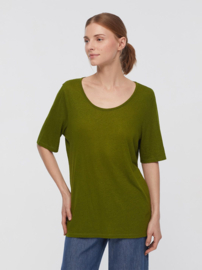 NiceThings - Oversizes viscose/linnen tshirt - olive green