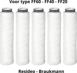 Honeywell 5 x vervangfilter 25 micron koordfilter voor  regenwaterfilter - FF60 of FF40