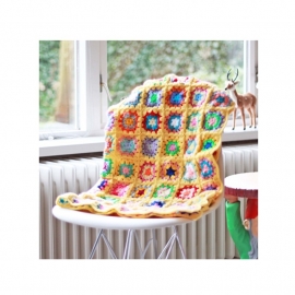 Gehaakte babydeken granny square geel