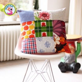 Kussenhoes retro patchwork bloemen