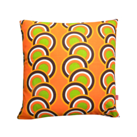 Kussenhoes oranje groen geel cirkels retro vintage