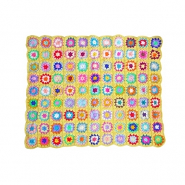 Gehaakte babydeken granny square geel