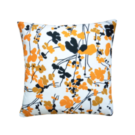 Kussenhoes retro bloemen in oranje