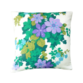 Kussenhoes bloemen paars lila groen retro vintage