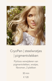 2 plekjes CryoPen verwijderen pigment, wratjes e.d