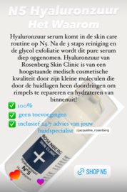 N 5. 100% pure Hyaluronzuur | Hydratatie booster en rimpel vermindering | Rosenberg Skin Clinic®