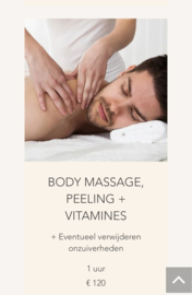 BODY MASSAGE, PEELING + VITAMINES