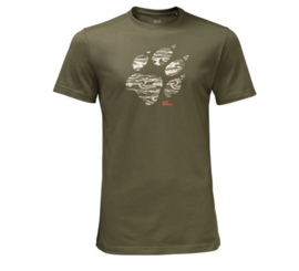 Jack Wolfskin Laguna Paw Burnt Olive  heren t-shirt maat M