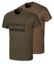 Härkila Logo T-Shirt 2-pack Willow Green Slate Brown