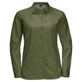 Jack Wolfskin Lakeside Roll-Up Shirt Light Moss damesblouse maat S