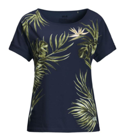Jack Wolfskin Tropical Leaf T-shirt Midnight Blue maat M