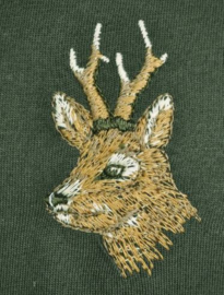 Hubertus sweater met polokraag en wild borduring