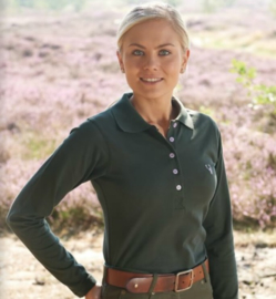 Hubertus dames polo shirt met lange mouw