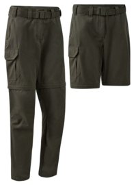 Deerhunter Lady Slogen Zip-Off Trousers Timber groen afritsbare damesbroek maat 38