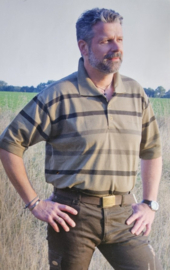 Hubertus polo shirt gestreept maat L