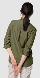 Jack Wolfskin Lakeside Roll-Up Shirt Light Moss damesblouse maat S