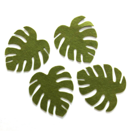 Wolvilt, Tropische bladeren, Bladgroen, 4 stuks.