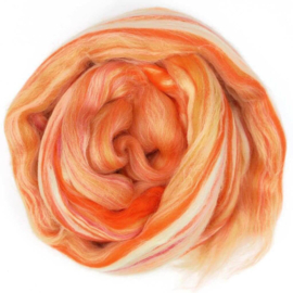 Merino Lontwol - Multicolor – Oranje - 50 gram