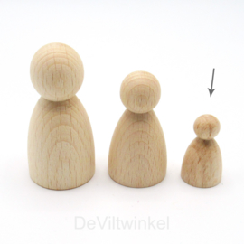 Houten kegelpoppetje - bol - 30x18 mm