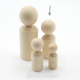 Houten kegelpoppetje - recht - 60x21 mm