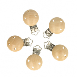 Kleine houten speenclips Opry, Naturel, 5 stuks