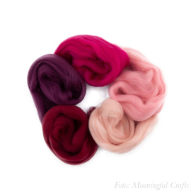 Europese Merino Lontwol - Kleurenset 3 - Donker Rood/Roze