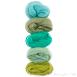 Europese Merino Lontwol - Kleurenset 6 - Aqua/Groen