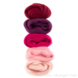 Europese Merino Lontwol - Kleurenset 3 - Donker Rood/Roze