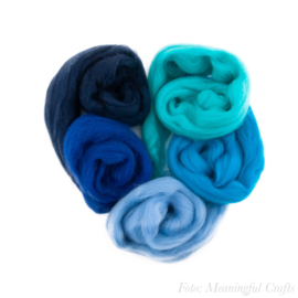 Europese Merino Lontwol - Kleurenset 5 - Blauw/Aqua