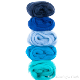 Europese Merino Lontwol - Kleurenset 5 - Blauw/Aqua