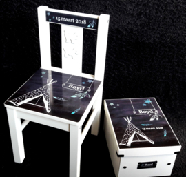 Set stoel en luxe bewaardoos ontwerp Tipi jongen