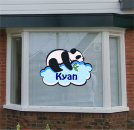 Raamsticker Panda op wolk met naam kind