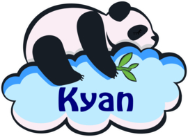 Raamsticker Panda op wolk met naam kind