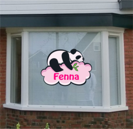 Raamsticker Panda op wolk met naam kind